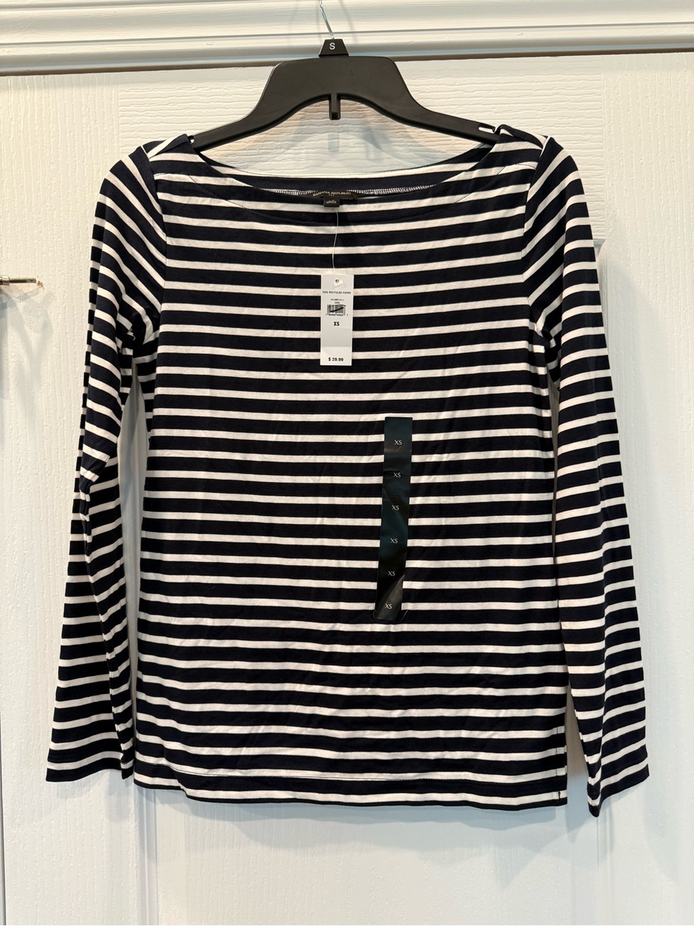 NWT Banana Republic Striped Long-Sleeve Boatneck Top - Navy & White size xs